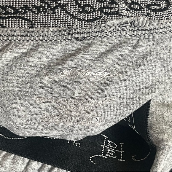 NEW Ed Hardy DEATH BEFORE DISHONOR Heather Grey Soft Boxer Briefs Mens Large - Picture 7 of 7